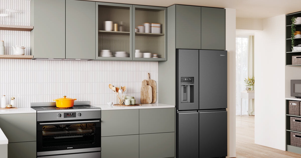 Westinghouse’s Freestanding Dishwasher (Dark Stainless) in a modern kitchen